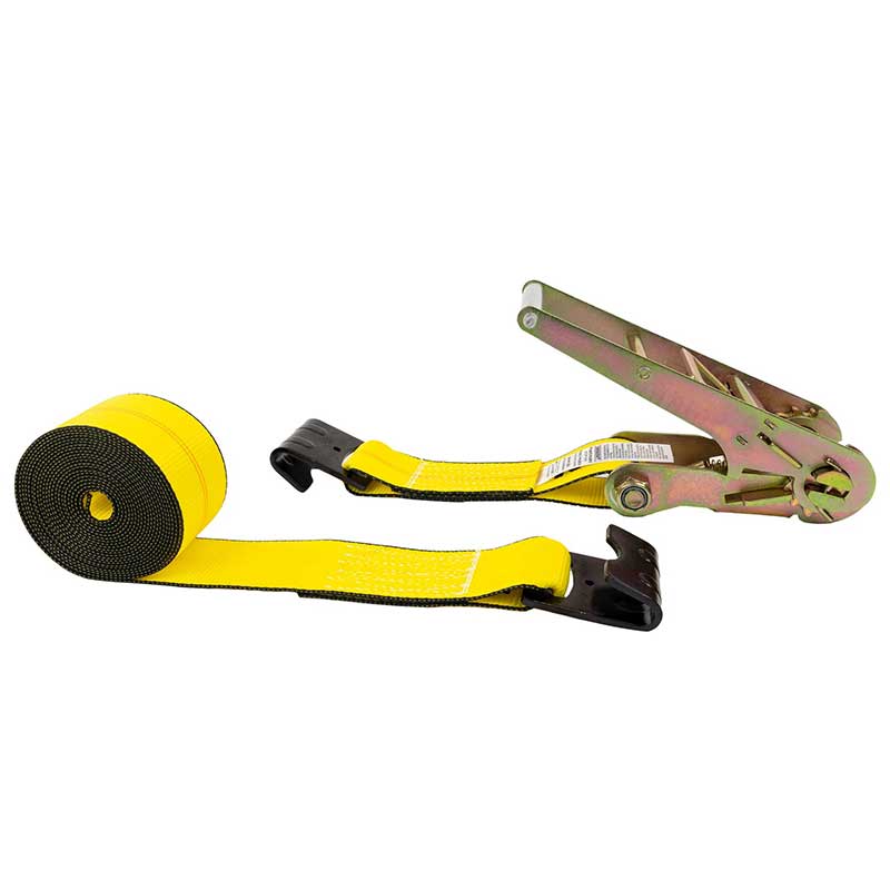 3 X 30' Yellow Ratchet Strap na May Flat Hooks